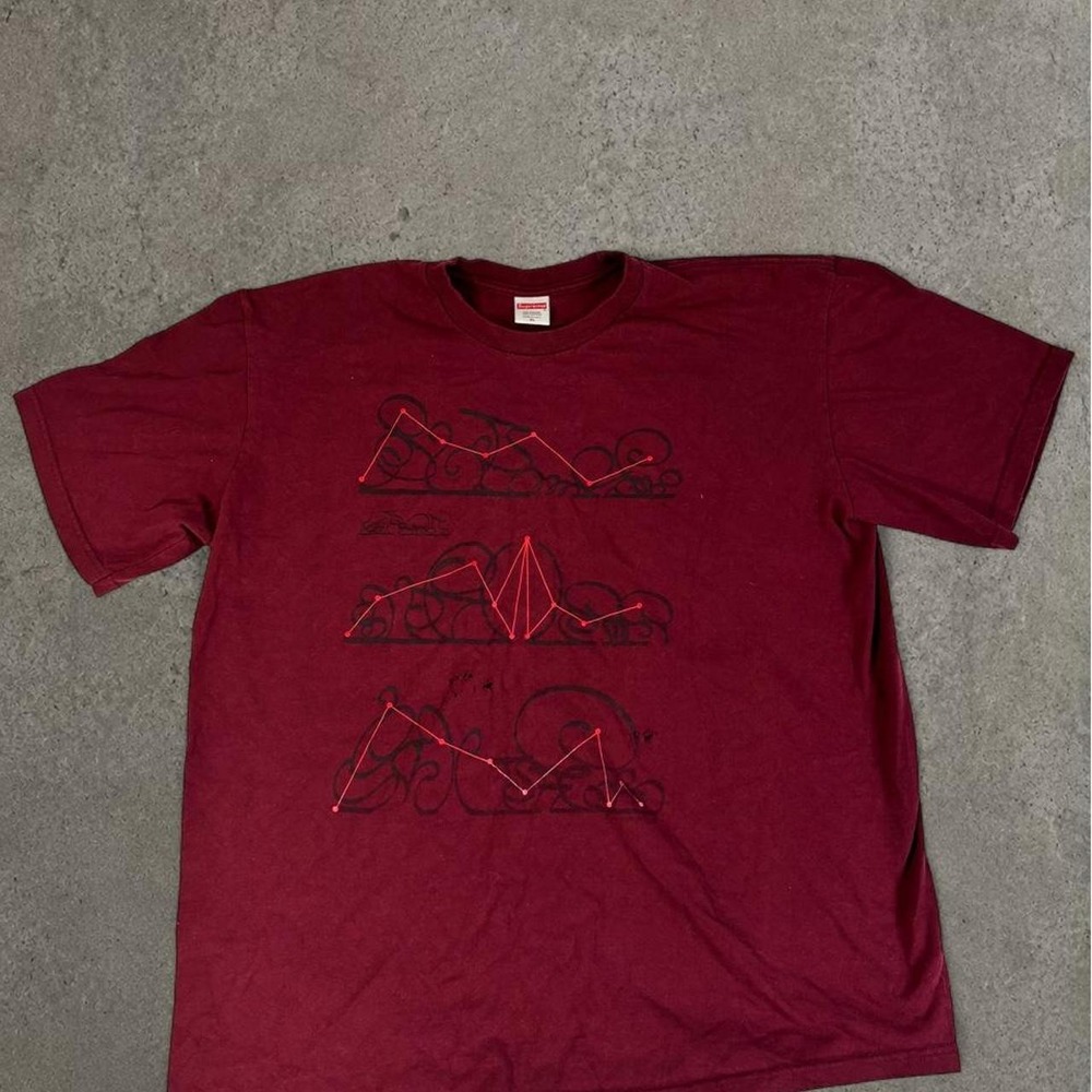 2000s supreme wind graphic red tee shirt